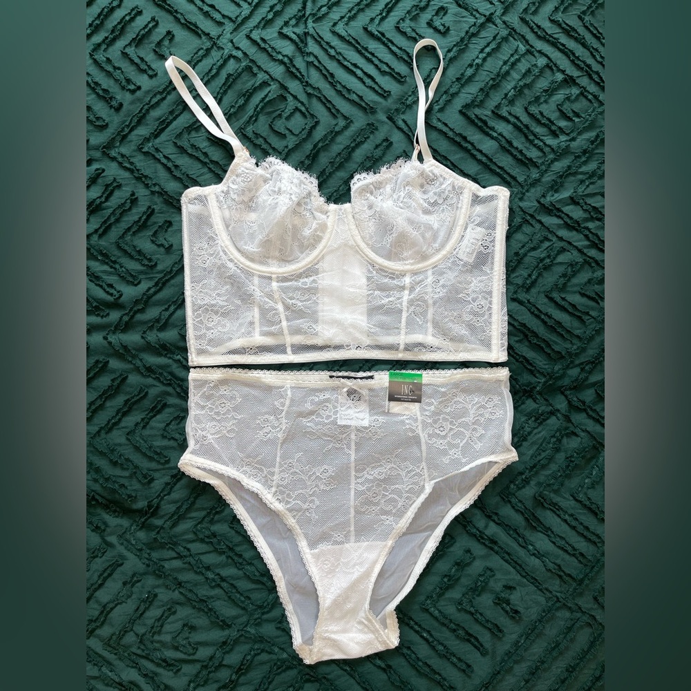 INC International Concepts White Lace Bra